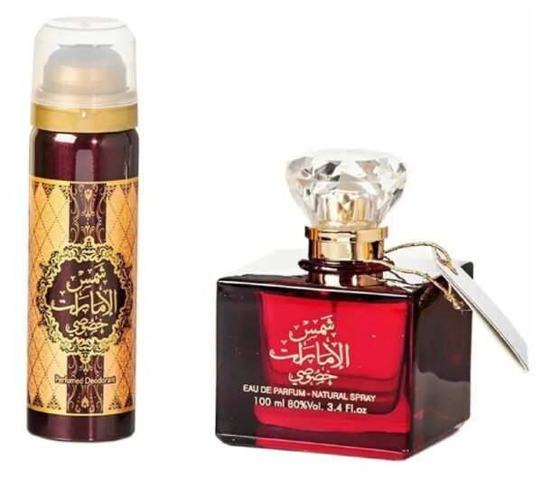 Ard Al Zaafaran. Shams Al Emarat Khususi 2 Piece Gift Set for Unisex (3.4 Ounce Eau de Parfum + 1.6 Ounce Deodorant Spray)