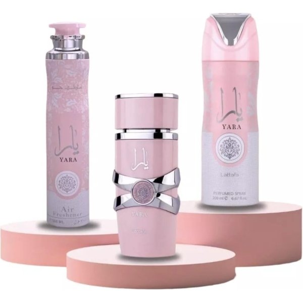 Lattafa Yara Bundle – Eau De Parfum 100ml + Perfumed Body Spray 200ml + Air Freshener 300ml | Long-Lasting Floral Vanilla Scent for Women | Complete...