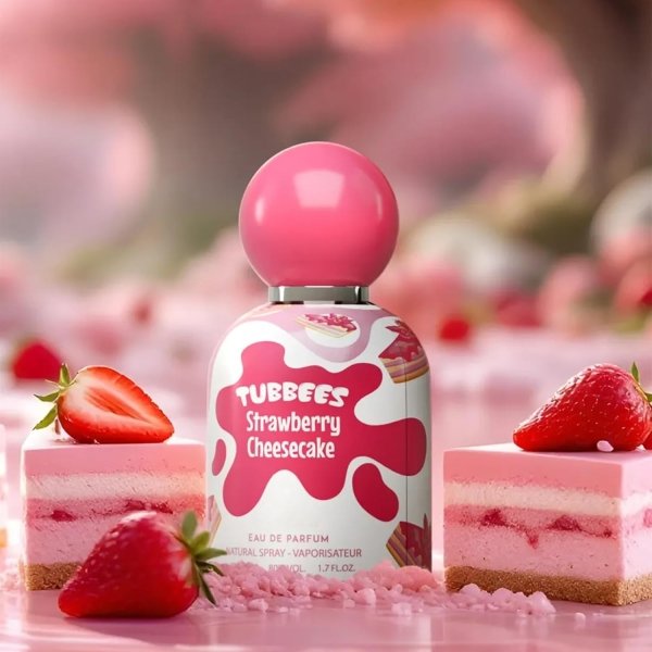 Grandeur Tubbees Perfume 50ML - Strawberry Cheesecake | Unisex Gourmand-Inspired Fragrance | Fun & Playful Scent