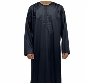 Black Omani Thobe Jubba for Men (Sizes 52, 54, 56, 58, 60)